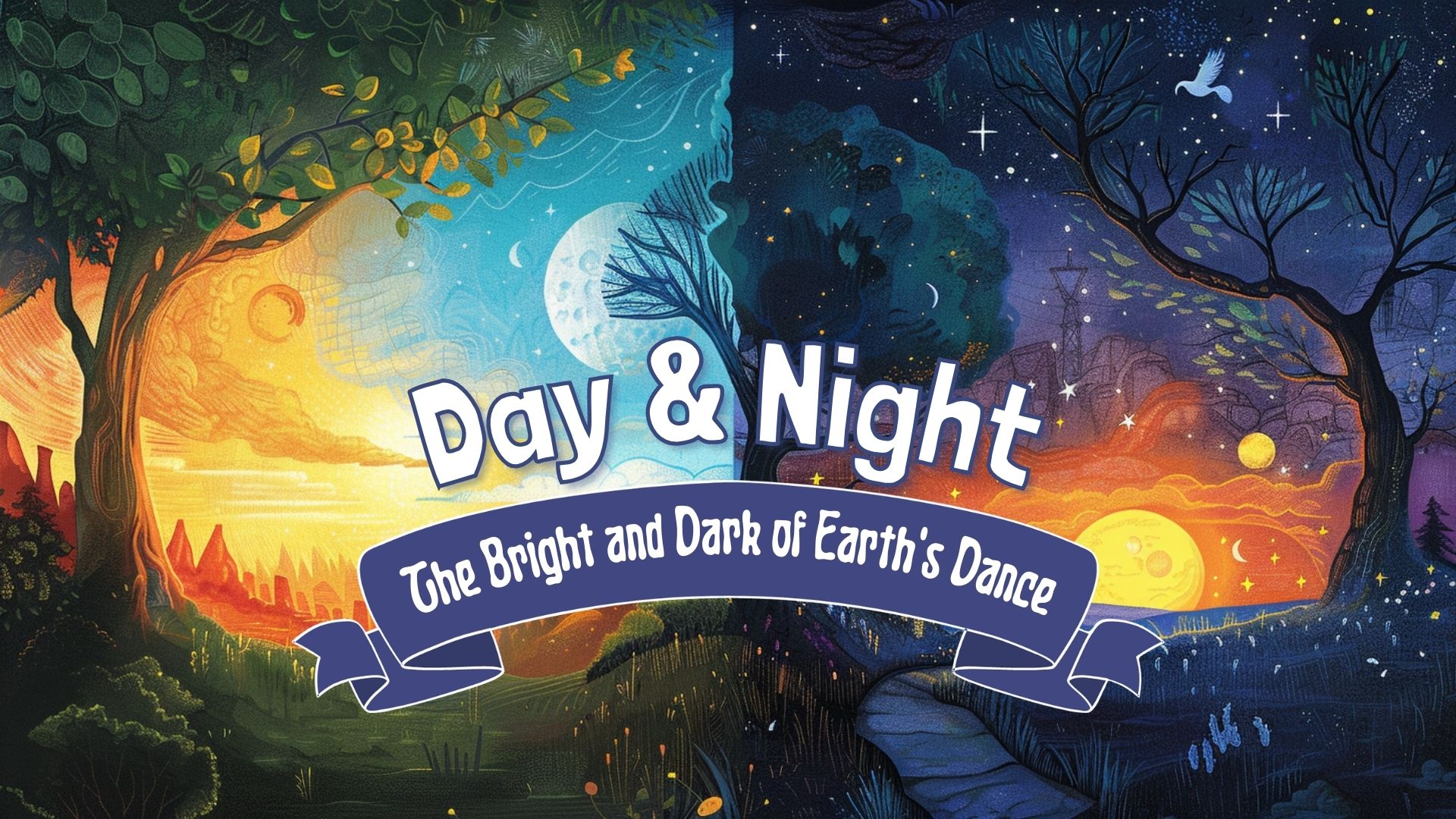 Free for kids video comic Day and Night Earth's Bright and Dark Adventures